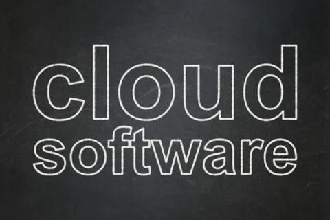 Cloud computing concept: Cloud Software on chalkboard background Stock Illustration