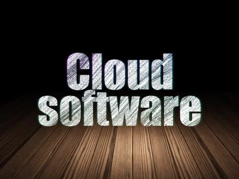Cloud computing concept: Cloud Software in grunge dark room Stock Illustration