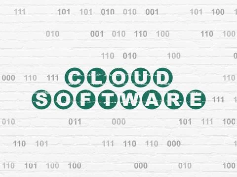 Cloud computing concept: Cloud Software on wall background 스톡 일러스트