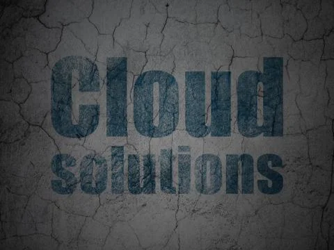 Cloud computing concept: Cloud Solutions on grunge wall background Illustrazione stock