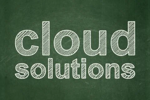 Cloud computing concept: Cloud Solutions on chalkboard background イラスト素材