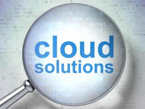Cloud computing concept: Cloud Solutions with optical glass イラスト素材
