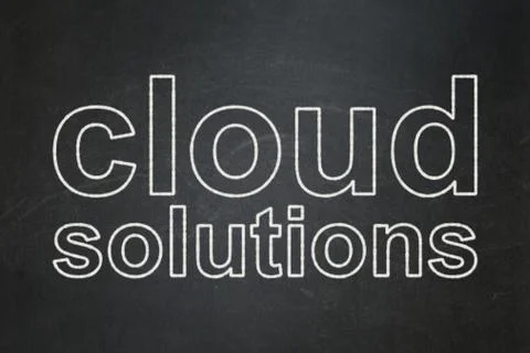 Cloud computing concept: Cloud Solutions on chalkboard background Illustrazione stock