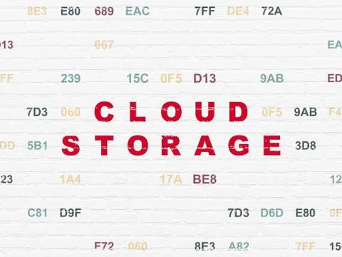 Cloud computing concept: Cloud Storage on wall background 库存插图