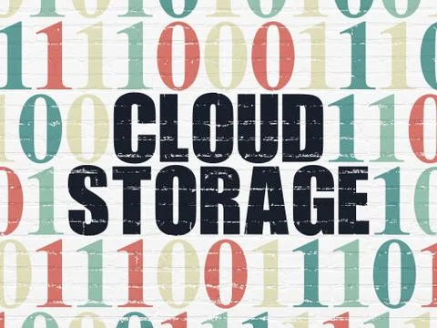 Cloud computing concept: Cloud Storage on wall background 스톡 일러스트