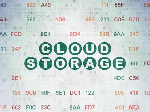 Cloud computing concept: Cloud Storage on Digital Data Paper background Stock Illustration