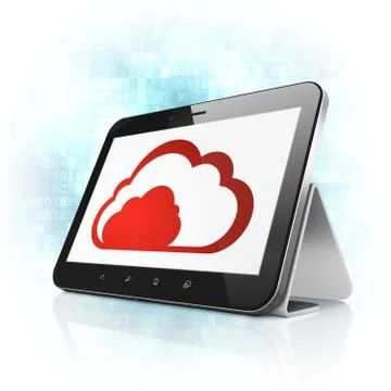 Cloud computing concept: Cloud on tablet pc computer 스톡 일러스트