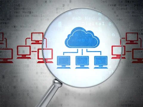 Cloud computing concept: Cloud Technology with optical glass on 스톡 일러스트