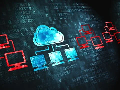 Cloud computing concept: Cloud Technology on digital background 스톡 일러스트