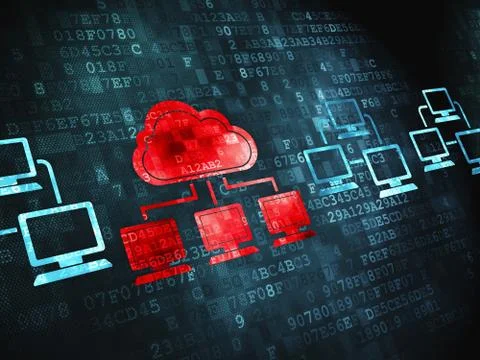 Cloud computing concept: Cloud Technology on digital background 스톡 일러스트