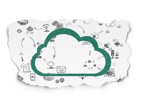 Cloud computing concept: Cloud on Torn Paper background イラスト素材