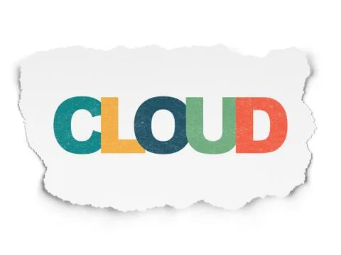 Cloud computing concept: Cloud on Torn Paper background Stock Illustration