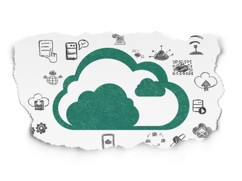 Cloud computing concept: Cloud on Torn Paper background Stock Illustration