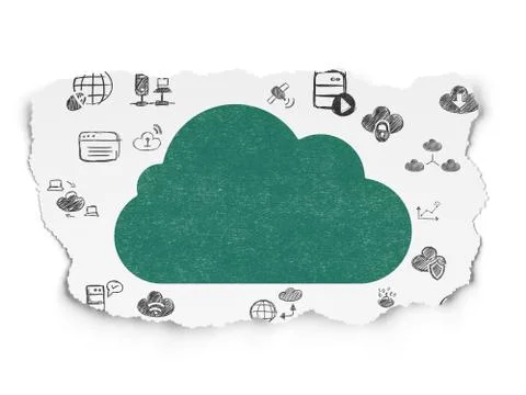 Cloud computing concept: Cloud on Torn Paper background Illustrazione stock