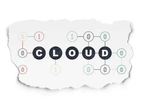 Cloud computing concept: Cloud on Torn Paper background 스톡 일러스트