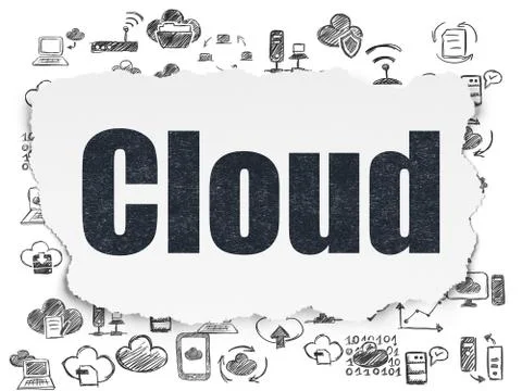 Cloud computing concept: Cloud on Torn Paper background Illustrazione stock