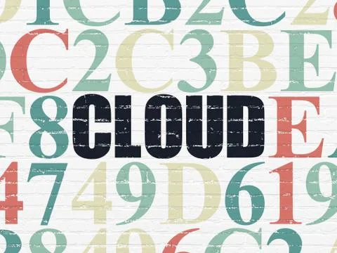 Cloud computing concept: Cloud on wall background Stock Illustration