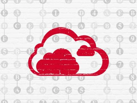 Cloud computing concept: Cloud on wall background イラスト素材