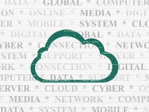 Cloud computing concept: Cloud on wall background Stockillustratie