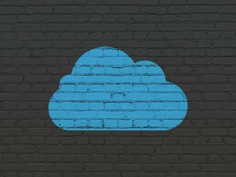 Cloud computing concept: Cloud on wall background Illustrazione stock
