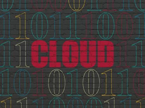 Cloud computing concept: Cloud on wall background Stock Illustration