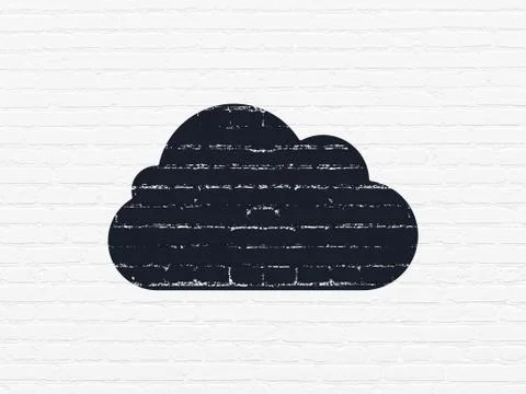 Cloud computing concept: Cloud on wall background イラスト素材