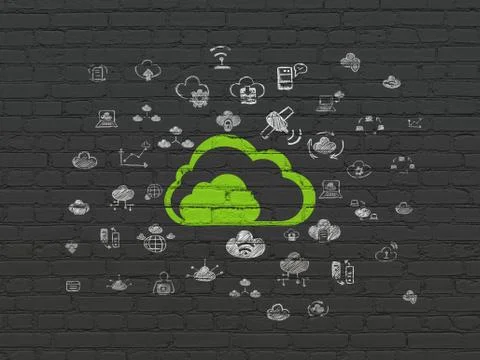 Cloud computing concept: Cloud on wall background Illustrazione stock