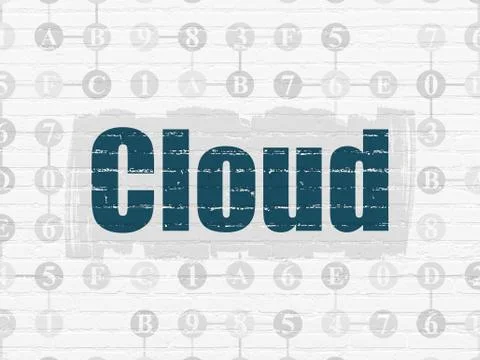 Cloud computing concept: Cloud on wall background Ilustração Stock