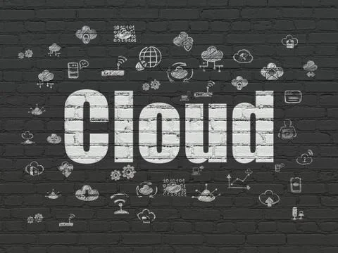 Cloud computing concept: Cloud on wall background イラスト素材