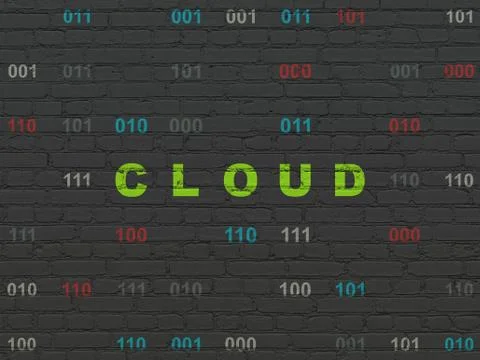 Cloud computing concept: Cloud on wall background Stock Illustration