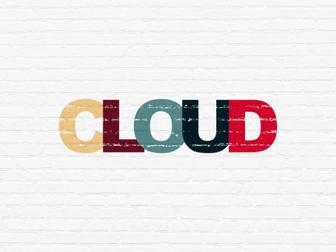 Cloud computing concept: Cloud on wall background Stock Illustration