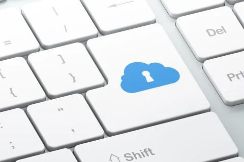 Cloud computing concept: Cloud Whis Keyhole on computer keyboard Illustrazione stock
