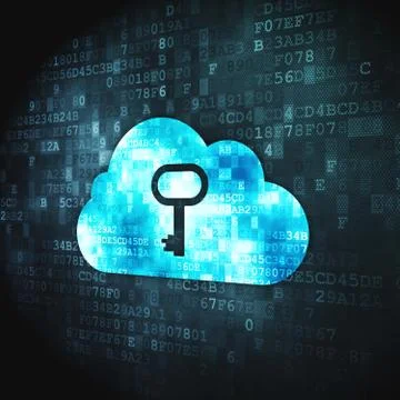 Cloud computing concept: Cloud Whis Key on digital background Stock Illustration