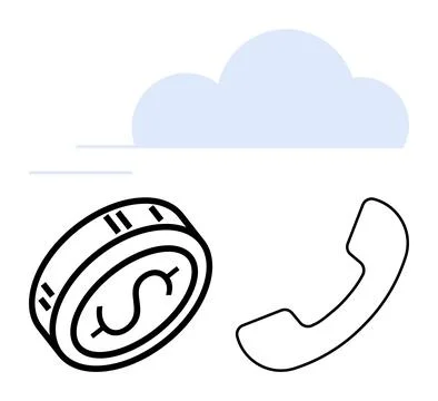 Cloud computing concept with coin icon representing financial savings and t.. 스톡 일러스트