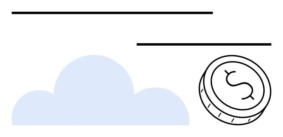 Cloud computing concept with coin representing financial savings and data s.. イラスト素材