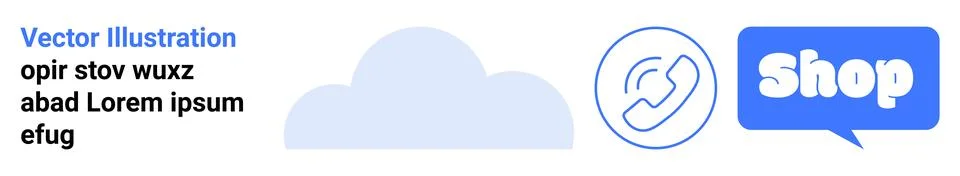 Cloud Computing Concept with Communication and Retail Elements Stock Illustration