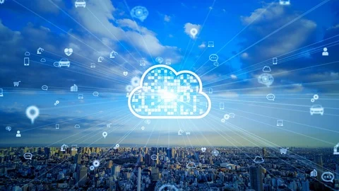 Cloud computing concept. Communication network. Smart city. Stock Footage 123283880