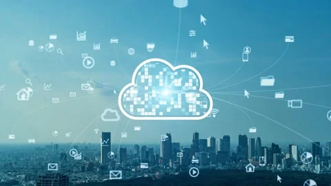 Cloud computing concept. Communication network. Stock Footage 139503624
