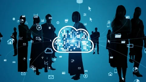Cloud computing concept. Communication network. Stock Footage 159648513