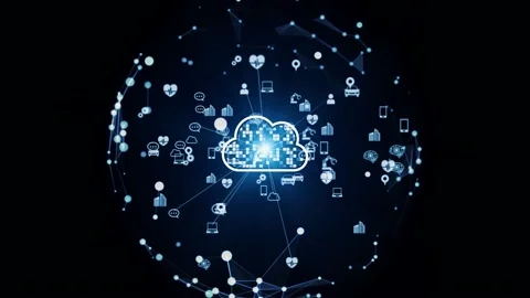 Cloud computing concept. Communication network. Stock Footage 160097338