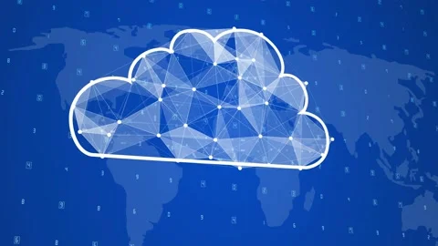 Cloud computing concept. Communication network. Information cloud in blue style Stock Footage 227490376