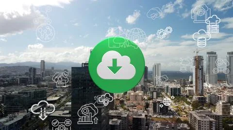 Cloud computing concept. Communication network. Stock Photos