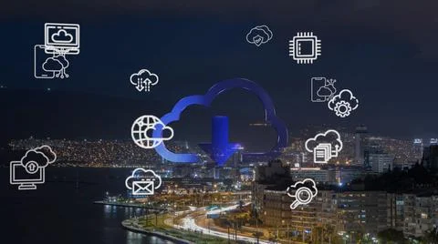 Cloud computing concept. Communication network. Stock Photos