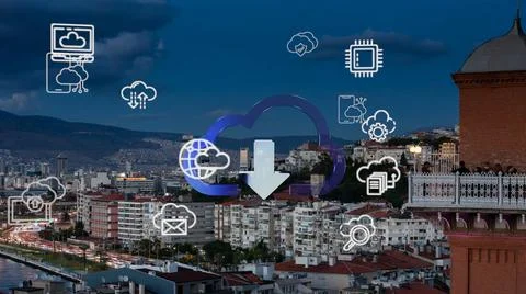 Cloud computing concept. Communication network. Stock Photos