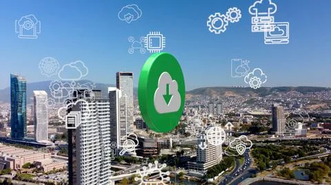 Cloud computing concept. Communication network. Stock Photos