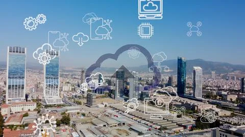 Cloud computing concept. Communication network. Stock Photos