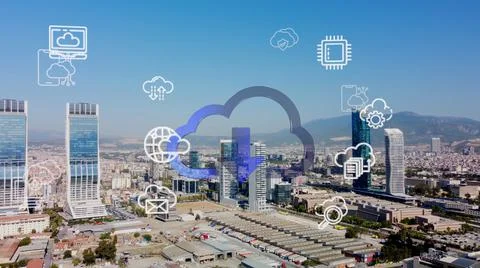 Cloud computing concept. Communication network. Stock Photos