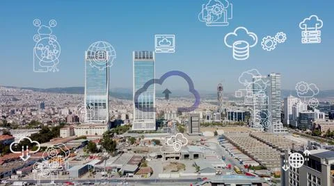 Cloud computing concept. Communication network. Stock Photos