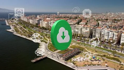 Cloud computing concept. Communication network. Stock Photos