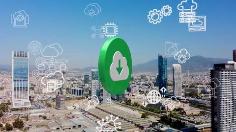 Cloud computing concept. Communication network. Stock Photos